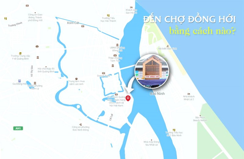 Đường đi đến chợ Đồng Hới